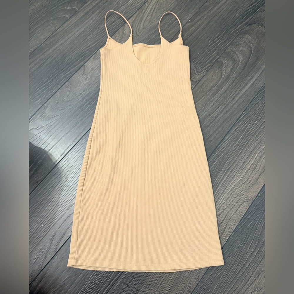 Abercrombie & Fitch Soft A&F Collection Beige Ribbed Knit Bodycon Mini Dress